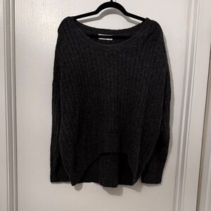 Carly Jean Los Angeles Dark Charcoal Cable Crewneck Sweater